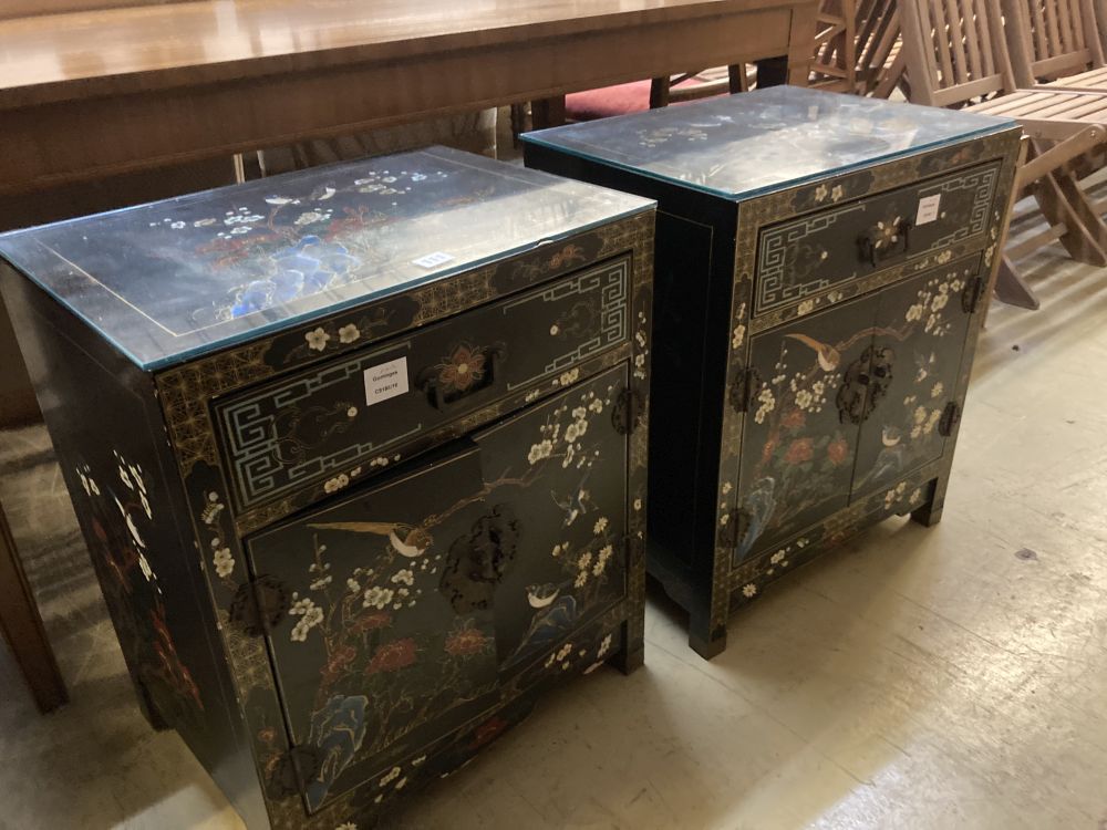 A pair of small Japanese lacquer chests, width 50cm depth 39cm height 61cm